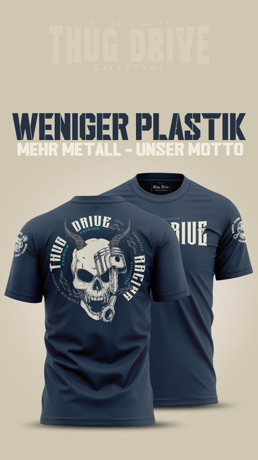 Das Thug Drive Shirt in Blau: Einzigartiger Style für echte Rennsport-Enthusiasten