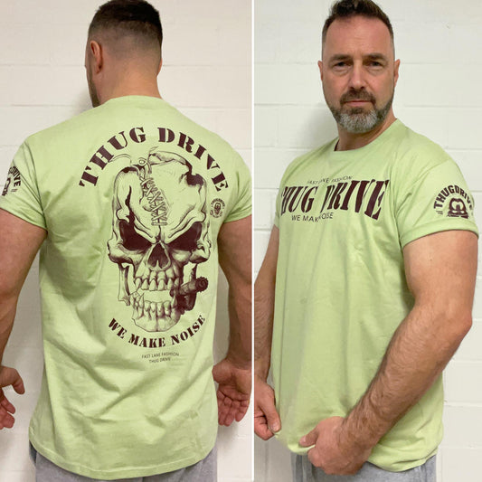Sage Green Shirt - Trage deinen Biker Stolz mit dem Thug Drive Skull Motiv