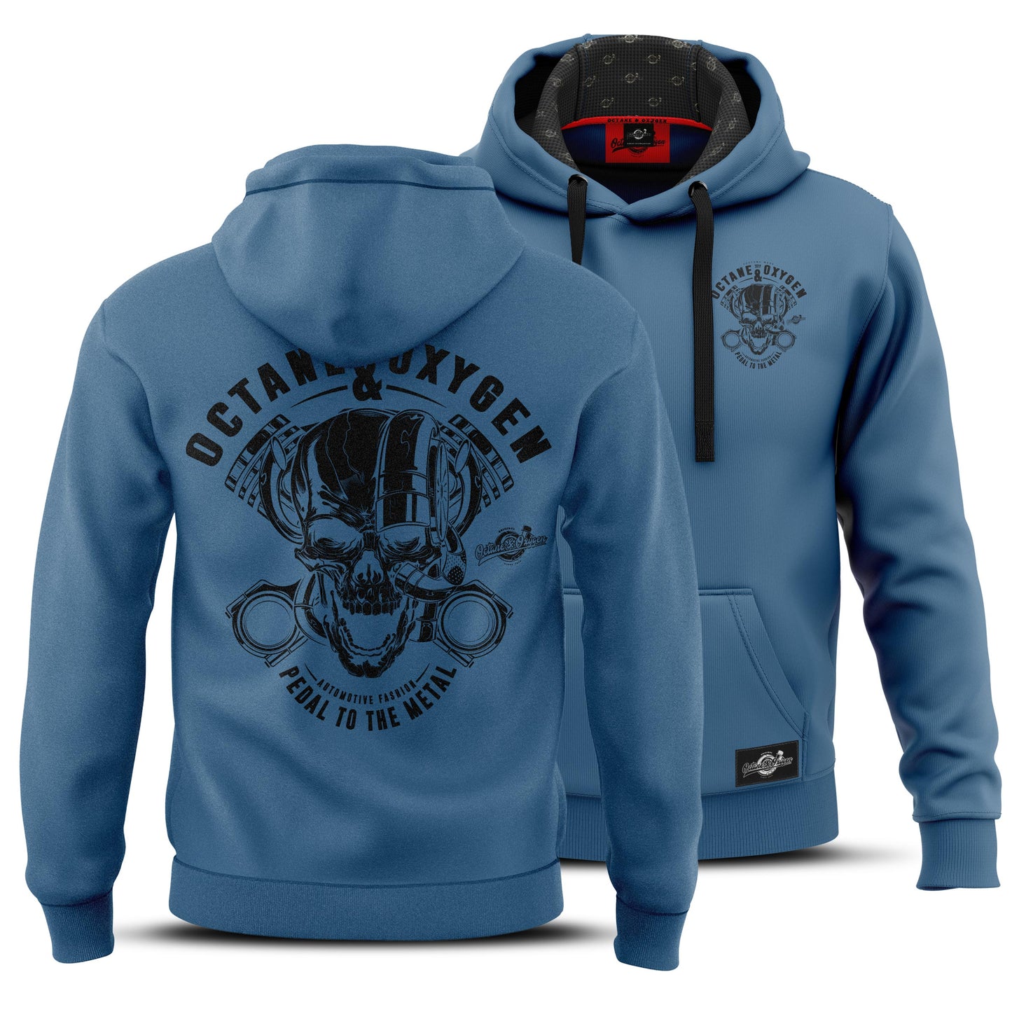 Kapuzen Pullover Turbo Skull Matt Blau / Schwarz