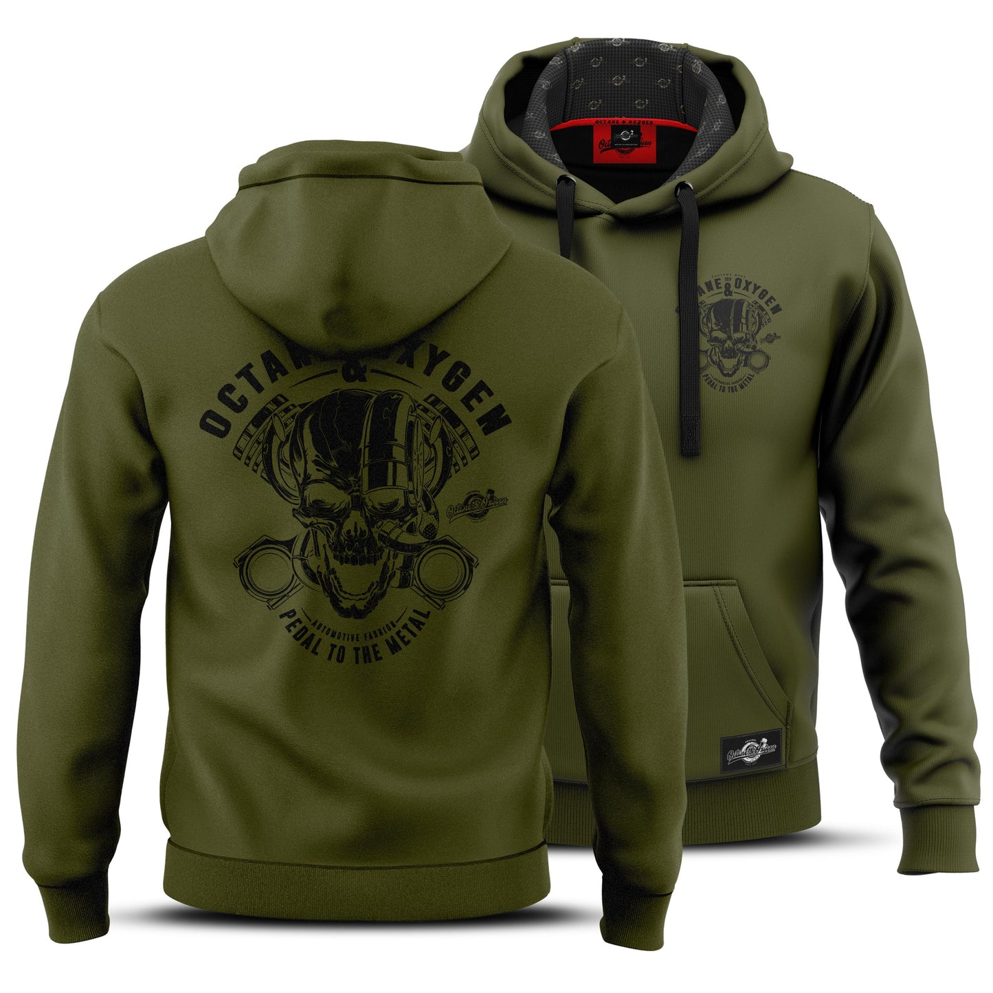 Kapuzen Pullover Turbo Skull Khaki / Schwarz