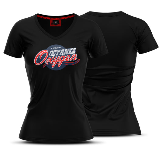 Damen Shirt Octane Logo Schwarz / Rot Weis