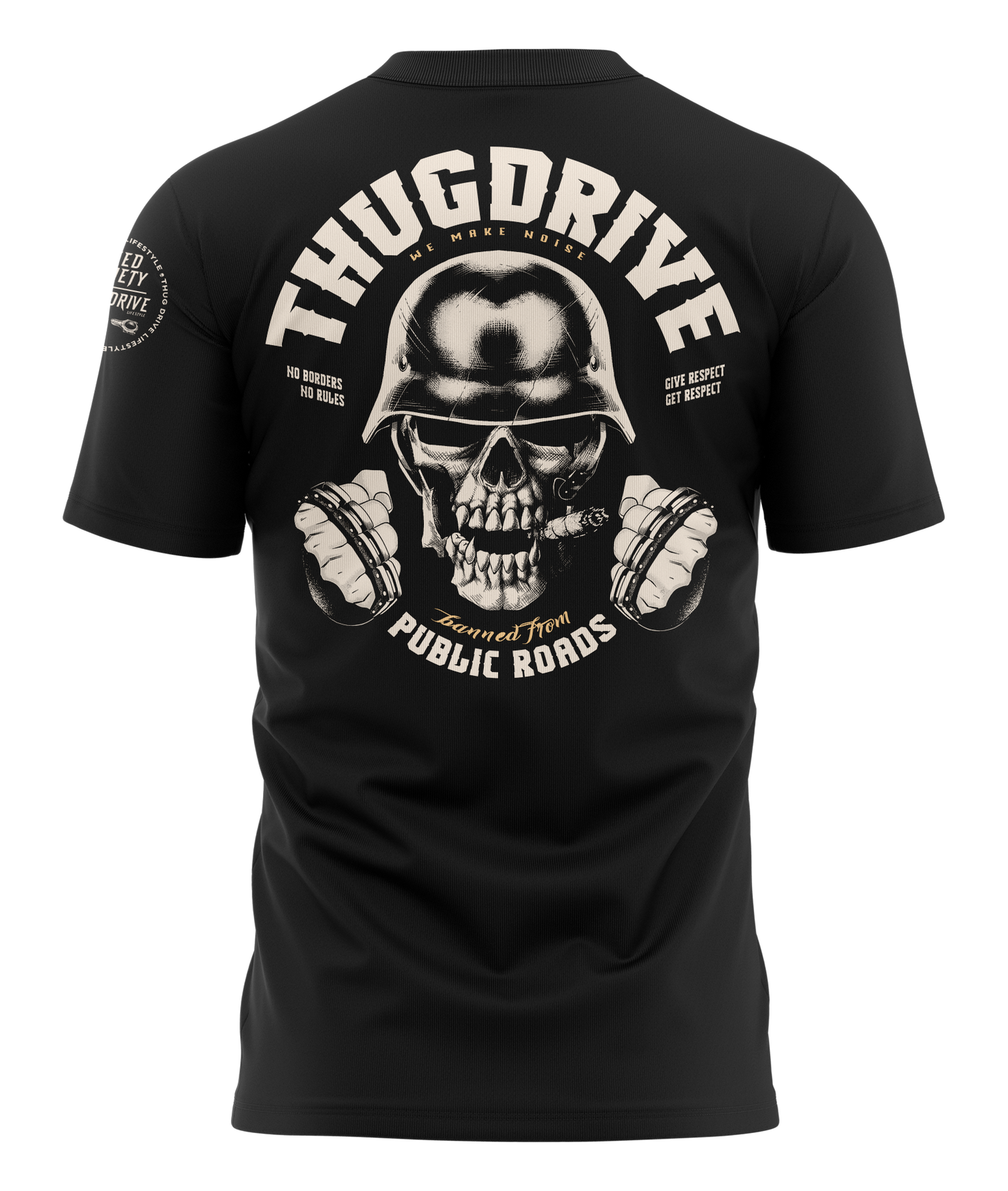 T-Shirt #8 Ultimate Biker Skull Black / Light White