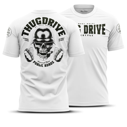 T-Shirt #8 Ultimate Biker Skull Weis / Blackgreen
