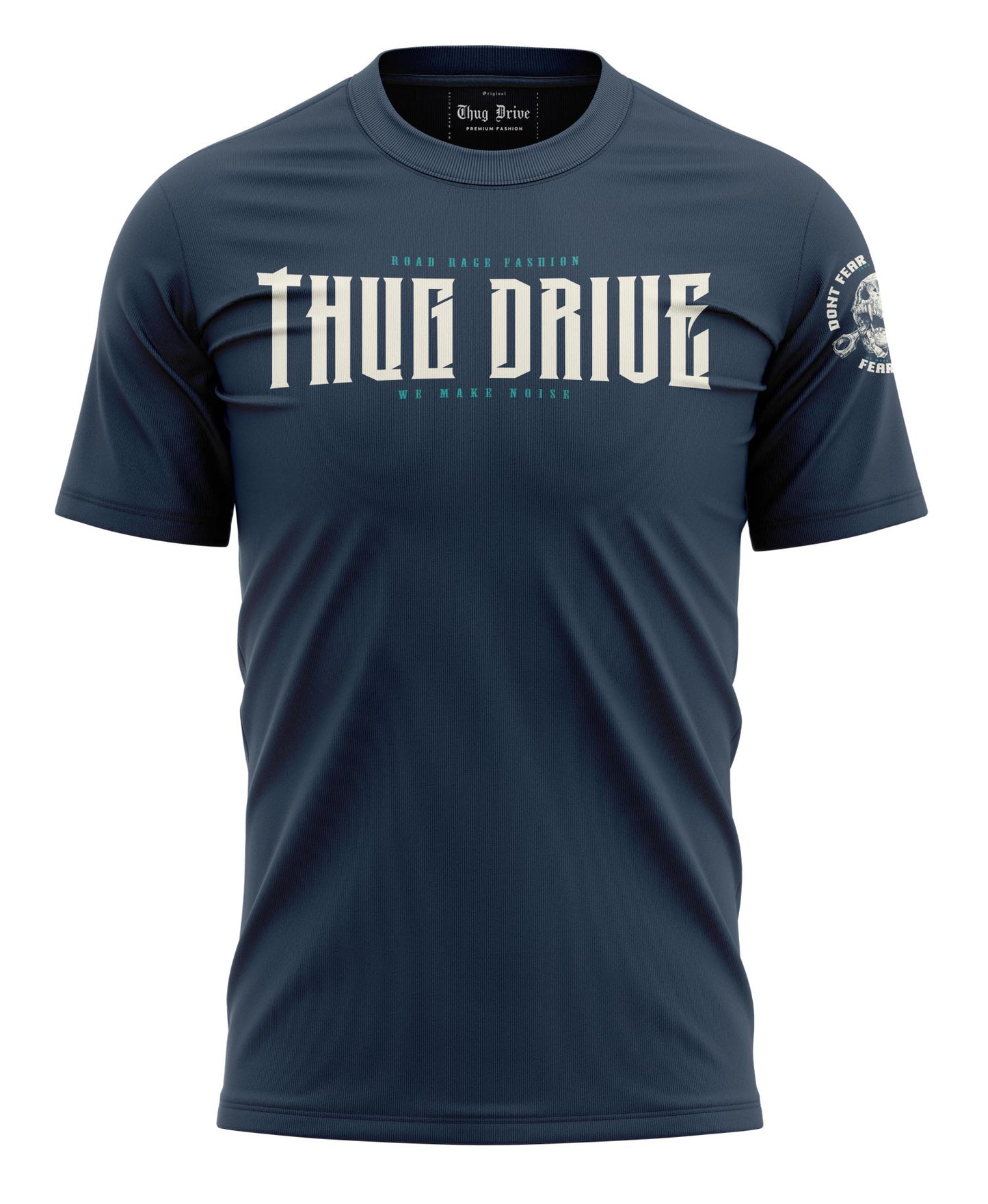 T-Shirt #5 Racing Skull Marineblau / Sand Blue